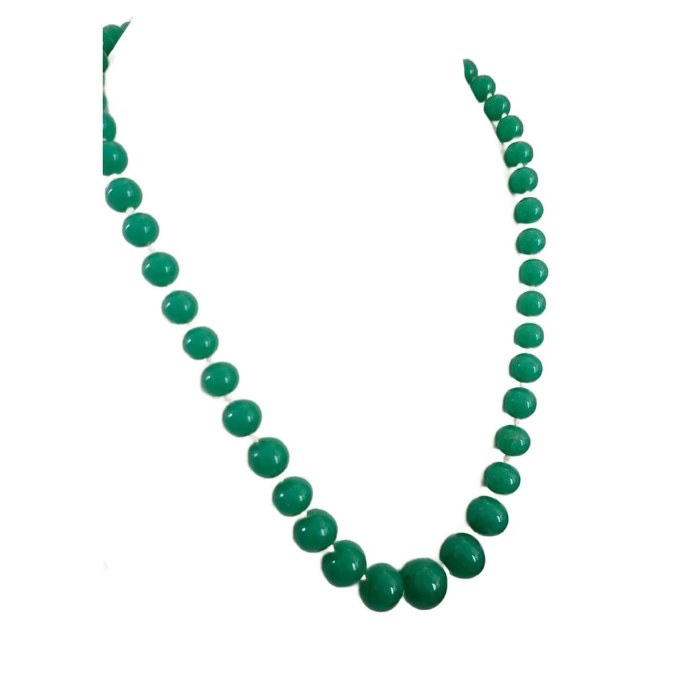 Vintage Green Agate Beaded Necklace with Box Clasp 1940s - Picture 3 of 10